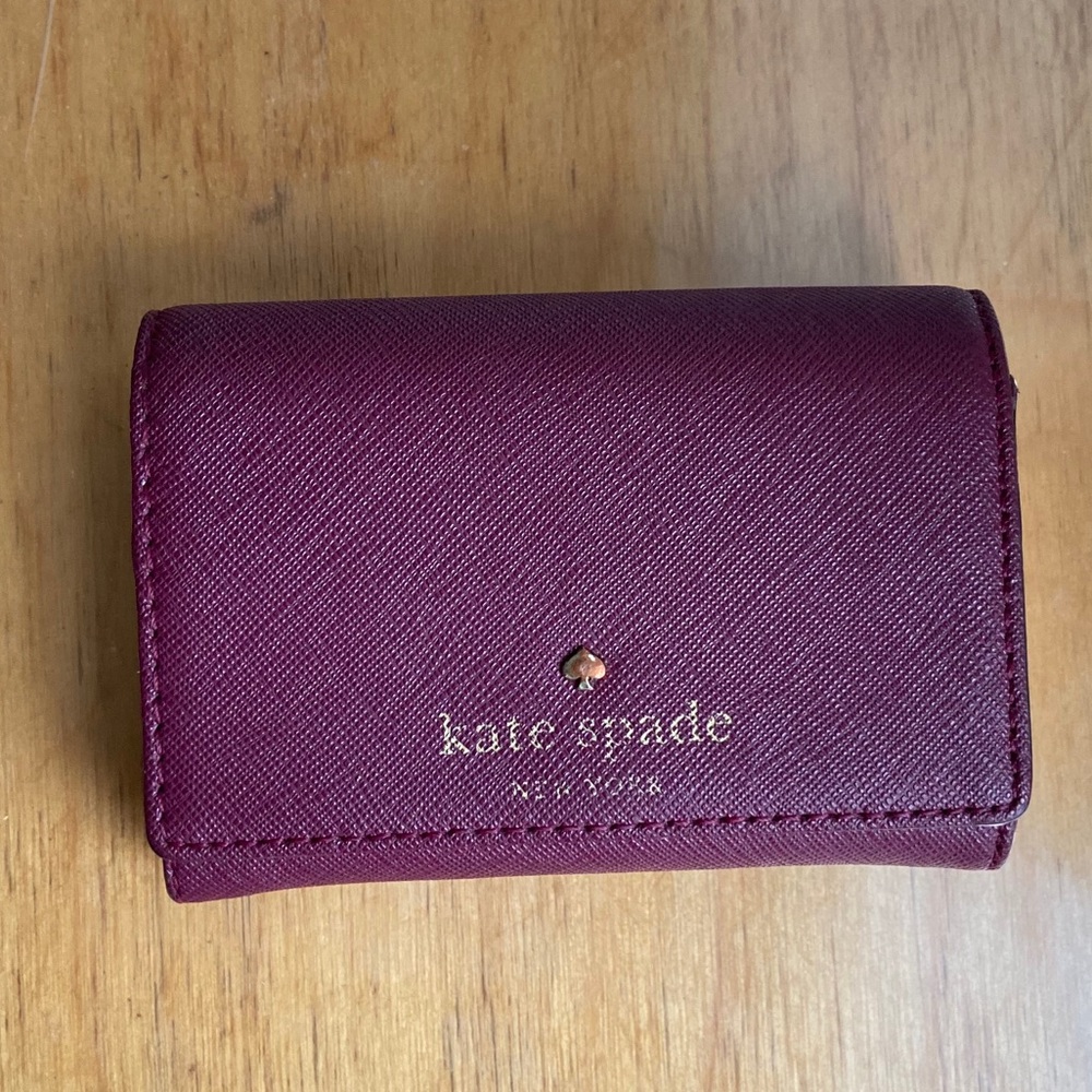 KATE SPADE Maroon Small Card Holder Wallet